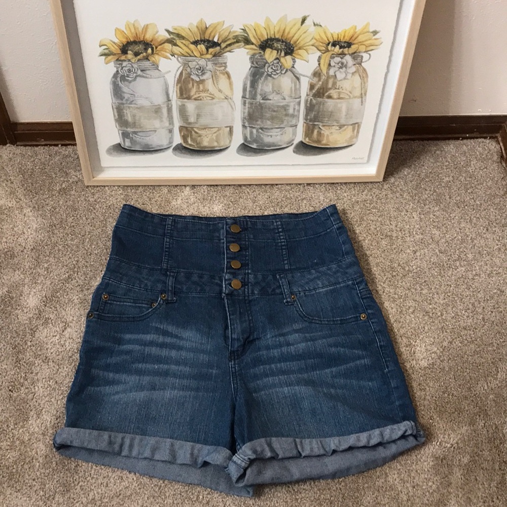 High waisted jean shorts